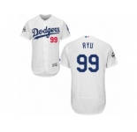 Los Angeles Dodgers #99 Hyun-Jin Ryu Authentic White Home 2017 World Series Bound Flex Base MLB Jersey