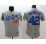 Men Los Angeles Dodgers #42 Jackie Robinson Majestic Gray Flexbase Authentic Collection Player Jersey