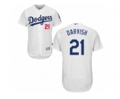 Men Los Angeles Dodgers Yu Darvish #21 White Home Flex Base Jersey