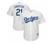 Men Yu Darvish #21 Los Angeles Dodgers Replica Home White Cool Base Jersey