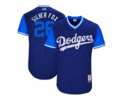 Men's 2017 Little League World Series Dodgers Chase Utley #26 Silver Fox Royal Jersey