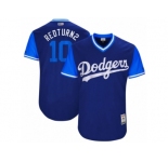 Men's 2017 Little League World Series Dodgers Justin Turner #10 Redturn2 Royal Jersey