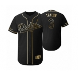 Men's 2019 Golden Edition Los Angeles Dodgers Black #3 Chris Taylor Flex Base Jersey