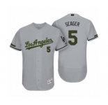 Men's Los Angeles Dodgers #5 Corey Seager Gray 2017 Memorial Day Collection Flex Base Jersey