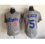 Men's Los Angeles Dodgers #5 Corey Seager Majestic Gray Road Flexbase Authentic Collection Player Jersey