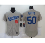 Men's Los Angeles Dodgers #50 Mookie Betts Grey Flexbase Authentic Collection Baseball Jersey1