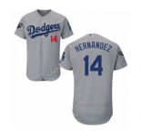 Men's Majestic Los Angeles Dodgers #14 Enrique Hernandez Gray Alternate Flex Base Authentic Collection 2018 World Series MLB Jersey
