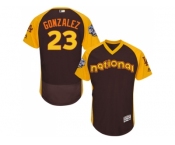 Men's Majestic Los Angeles Dodgers #23 Adrian Gonzalez Brown 2016 All-Star National League BP Authentic Collection Flex Base MLB Jersey