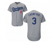 Men's Majestic Los Angeles Dodgers #3 Carl Crawford Grey Flexbase Authentic Collection MLB Jersey