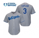 Men's Majestic Los Angeles Dodgers #3 Chris Taylor Replica Grey Road Cool Base MLB Jersey