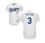 Men's Majestic Los Angeles Dodgers #3 Chris Taylor White Flexbase Authentic Collection MLB Jersey