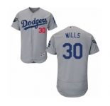 Men's Majestic Los Angeles Dodgers #30 Maury Wills Gray Alternate Flex Base Authentic Collection 2018 World Series MLB Jersey