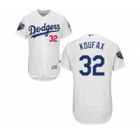 Men's Majestic Los Angeles Dodgers #32 Sandy Koufax White Home Flex Base Authentic Collection 2018 World Series MLB Jersey