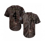 Men's Majestic Los Angeles Dodgers #4 Babe Herman Authentic Camo Realtree Collection Flex Base 2018 World Series MLB Jersey