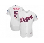Men's Majestic Los Angeles Dodgers #5 Corey Seager Authentic White Stars & Stripes Authentic Collection Flex Base MLB Jersey