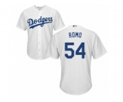 Men's Majestic Los Angeles Dodgers #54 Sergio Romo Replica White Home Cool Base MLB Jersey
