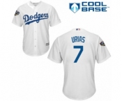 Men's Majestic Los Angeles Dodgers #7 Julio Urias Replica White Home Cool Base 2018 World Series MLB Jersey