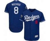 Men's Majestic Los Angeles Dodgers #8 Manny Machado Royal Blue Alternate Flex Base Authentic Collection 2018 World Series MLB Jersey