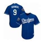 Men's Majestic Los Angeles Dodgers #9 Yasmani Grandal Replica Royal Blue Alternate Cool Base 2018 World Series MLB Jersey