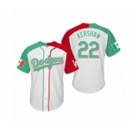 Mlb #22 Clayton Kershaw Los Angeles Dodgers Two-Tone Mexican Heritage Night Cool Base Jersey
