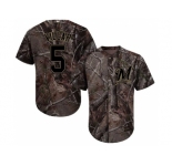 Men Milwaukee Brewers #5 Jonathan Villar Camo Realtree Collection Cool Base Stitched MLB Jersey