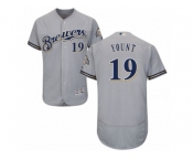 Men's Majestic Milwaukee Brewers #19 Robin Yount Grey Flexbase Authentic Collection MLB Jersey