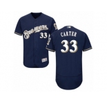Men's Majestic Milwaukee Brewers #33 Chris Carter Navy Blue Flexbase Authentic Collection MLB Jersey