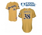 Men's Majestic Milwaukee Brewers #38 Wily Peralta Authentic Gold 2013 Alternate Cool Base MLB Jersey