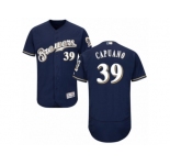 Men's Majestic Milwaukee Brewers #39 Chris Capuano Navy Blue Flexbase Authentic Collection MLB Jersey