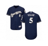 Men's Majestic Milwaukee Brewers #5 Jonathan Villar Navy Blue Flexbase Authentic Collection MLB Jersey