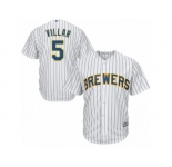 Men's Majestic Milwaukee Brewers #5 Jonathan Villar Replica White Alternate Cool Base MLB Jersey