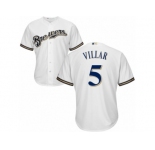 Men's Majestic Milwaukee Brewers #5 Jonathan Villar Replica White Home Cool Base MLB Jersey