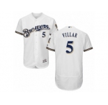 Men's Majestic Milwaukee Brewers #5 Jonathan Villar White Flexbase Authentic Collection MLB Jersey