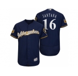 Men's Milwaukee Brewers #16 Domingo Santana 2017 Spring Training Flex Base Authentic Collection Stitched Baseball Jersey