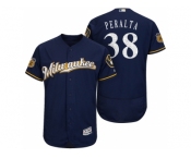 Men's Milwaukee Brewers #38 Wily Peralta 2017 Spring Training Flex Base Authentic Collection Stitched Baseball Jersey