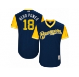 Men's Milwaukee Brewers Eric Sogard #18 Nerd Power Majestic Navy 2017 Players Weekend Authentic Jersey