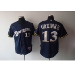 mlb jerseys milwaukee brewers #13 greinke blue(cool base)