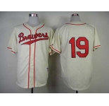 mlb jerseys milwaukee brewers #19 robin yount cream