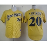 mlb jerseys milwaukee brewers #20 lucroy yellow[2013 new]