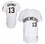 mlb milwaukee brewers #13 zack greinke white[blue strip]