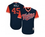 Men's 2017 Little League World Series Twins #45 Phil Hughes Peej Navy Jersey