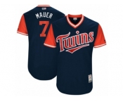 Men's 2017 Little League World Series Twins Joe Mauer #7 Mauer Navy Jersey