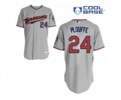 Men's Majestic Minnesota Twins #24 Trevor Plouffe Replica Grey Road Cool Base MLB Jersey