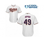 Men's Majestic Minnesota Twins #49 Kevin Jepsen Authentic White Home Cool Base MLB Jersey
