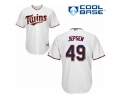 Men's Majestic Minnesota Twins #49 Kevin Jepsen Authentic White Home Cool Base MLB Jersey