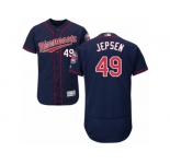 Men's Majestic Minnesota Twins #49 Kevin Jepsen Navy Blue Flexbase Authentic Collection MLB Jersey
