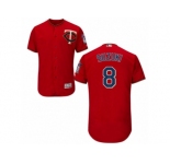 Men's Majestic Minnesota Twins #8 Kurt Suzuki Scarlet Flexbase Authentic Collection MLB Jersey