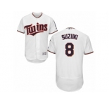 Men's Majestic Minnesota Twins #8 Kurt Suzuki White Flexbase Authentic Collection MLB Jersey