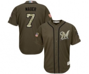 mlb jerseys minnesota twins #7 joe mauer green salute to service