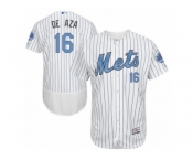 Men's Majestic New York Mets #16 Alejandro De Aza Authentic White 2016 Father's Day Fashion Flex Base MLB Jersey